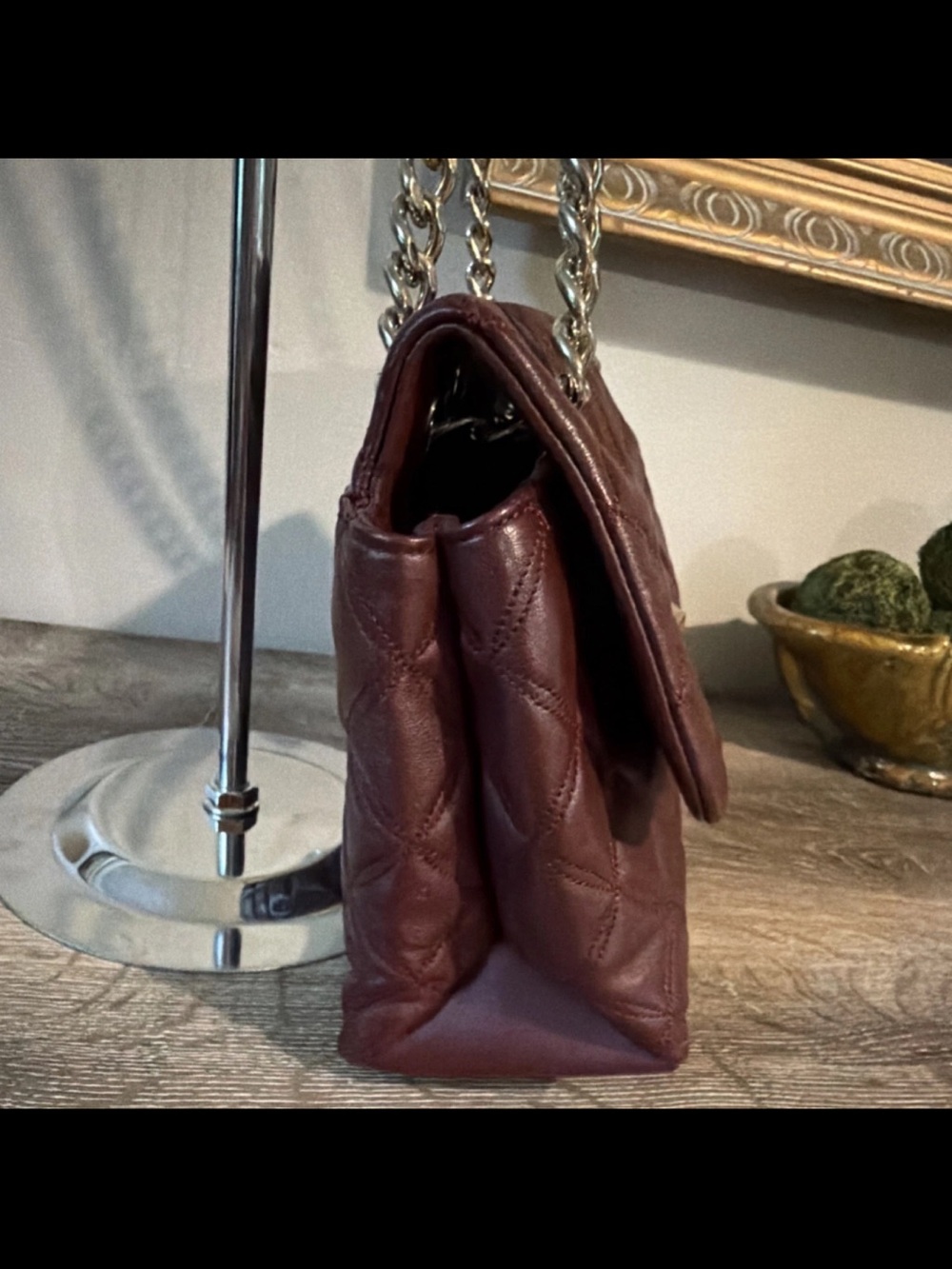 kate spade Natalia Quilted Burgundy Leather Shoulder Bag EUC Wallet match NWT - Picture 4 of 16